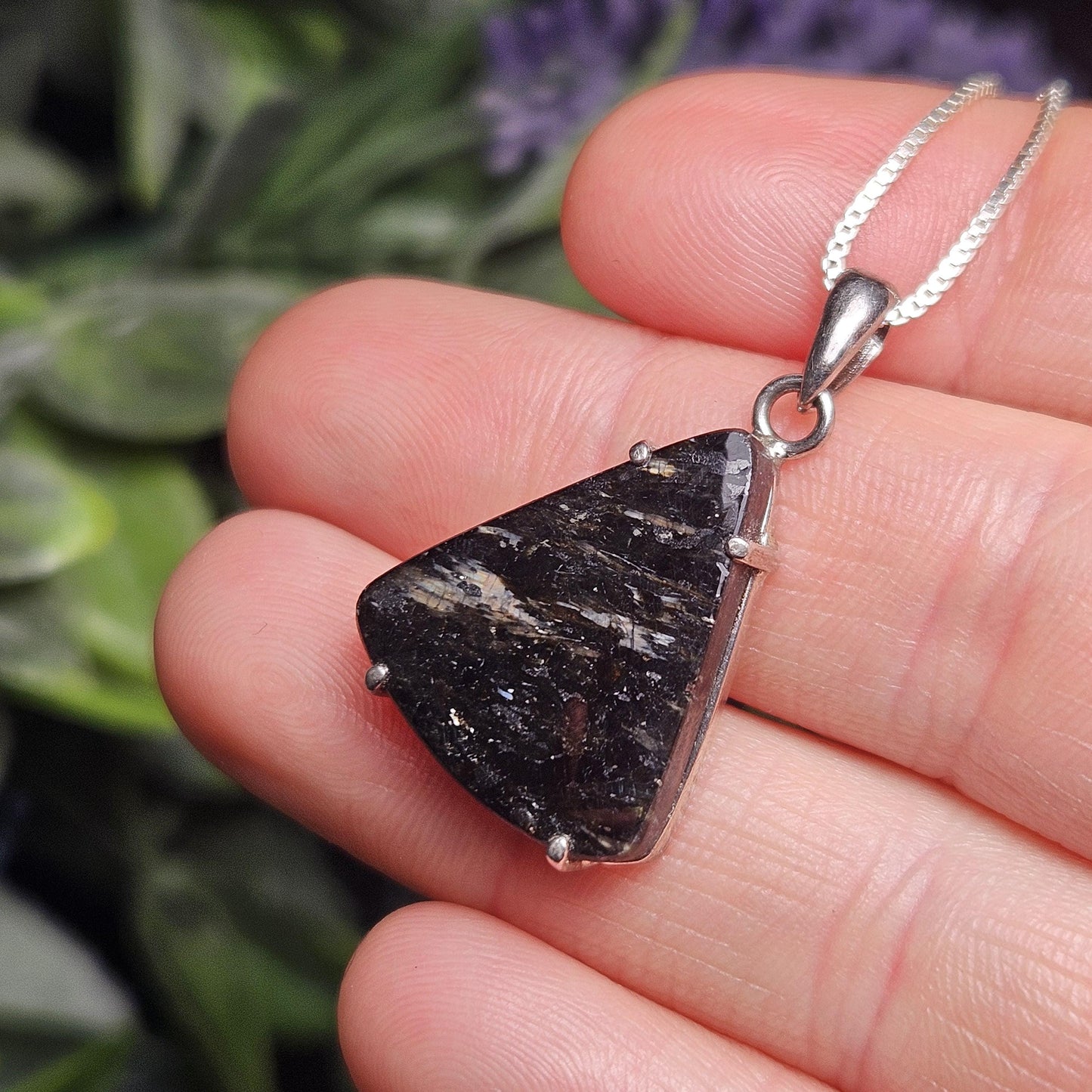GREENLAND Nuummite Pendant, Sterling Silver Authentic Nuummite Necklace