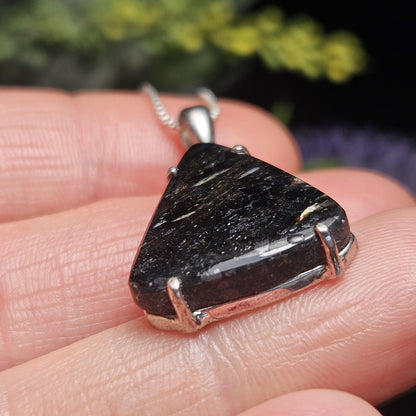 GREENLAND Nuummite Pendant, Sterling Silver Authentic Nuummite Necklace