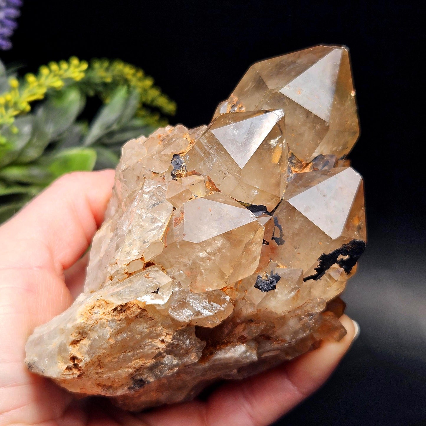 Kundalini Quartz, Natural Congo Citrine Cluster 499g, Smoky Citrine