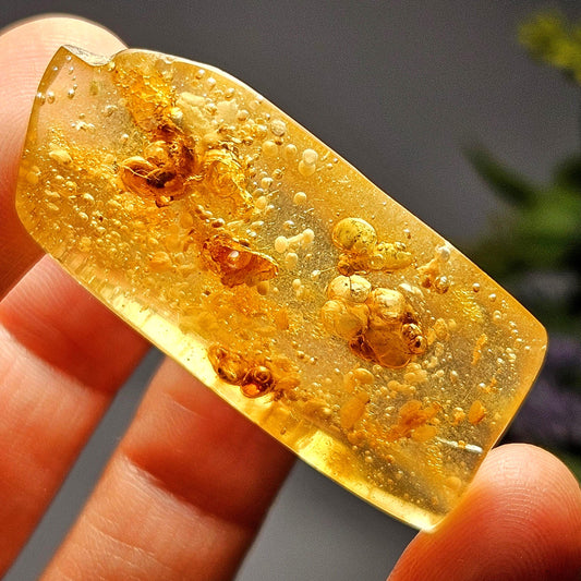 Enhydro Amber with MOVING Bubble & Insect Inclusions, 4.26g