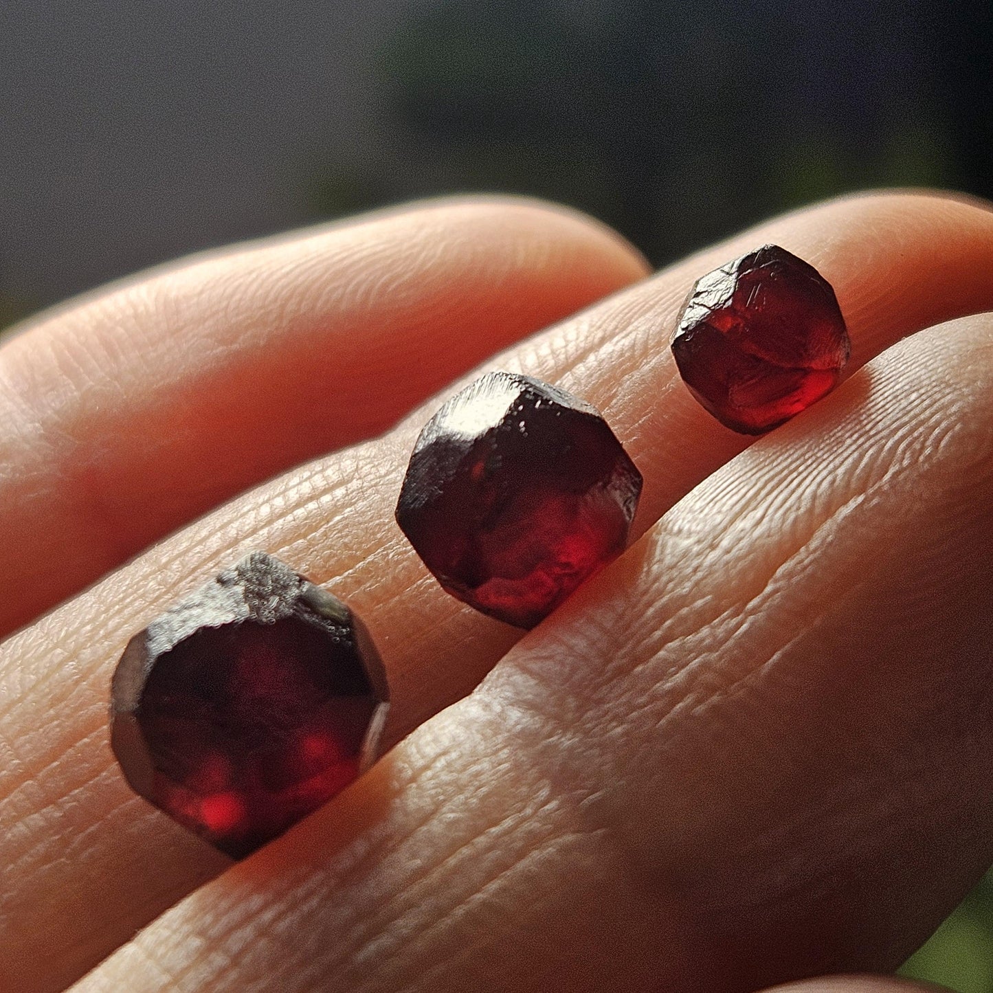 Red Garnet Crystals, Raw Dodecahedron Terminated Stones (5