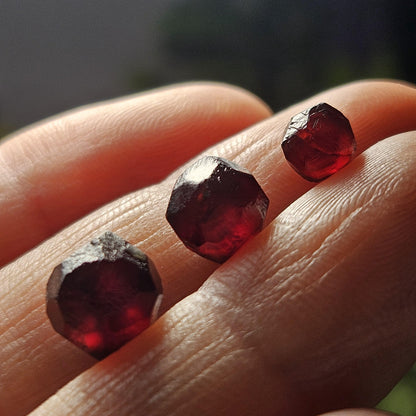 Red Garnet Crystals, Raw Dodecahedron Terminated Stones (5