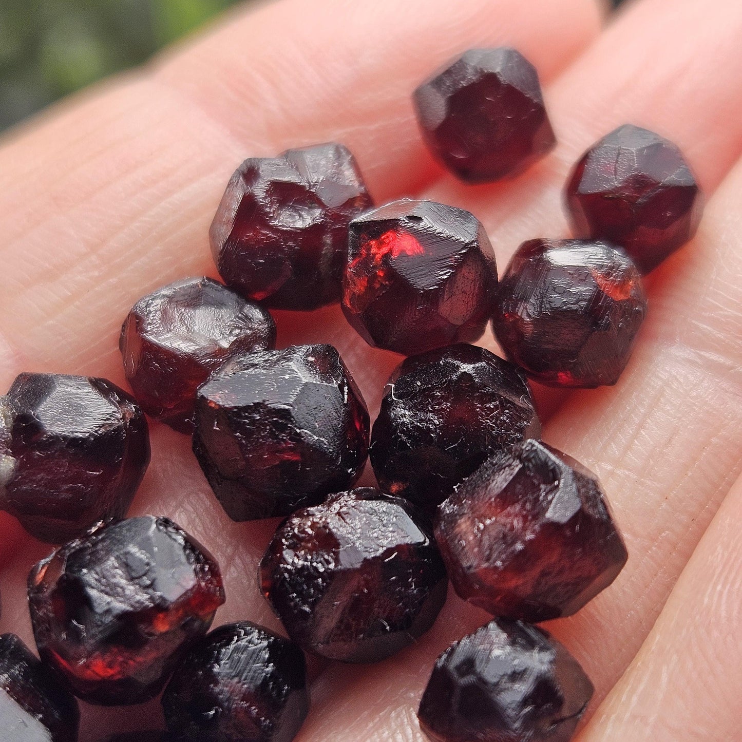 Red Garnet Crystals, Raw Dodecahedron Terminated Stones (5