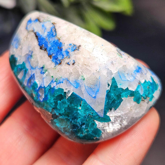 Polished Dioptase, Shattuckite & Chrysocolla in Quartz Crystal 78g, Congo Dioptase Specimen