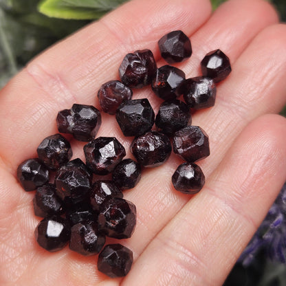 Red Garnet Crystals, Raw Dodecahedron Terminated Stones (5