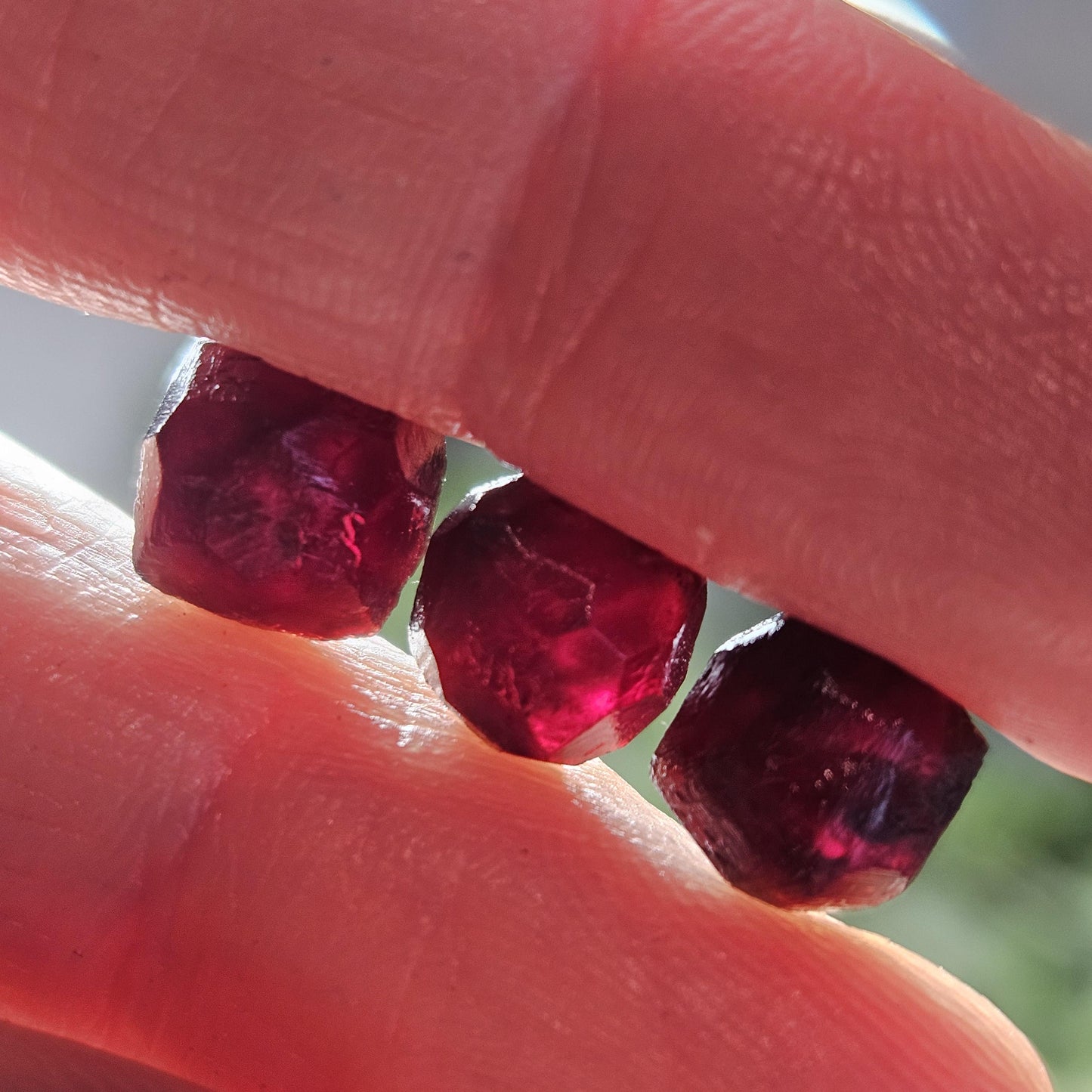 Red Garnet Crystals, Raw Dodecahedron Terminated Stones (5