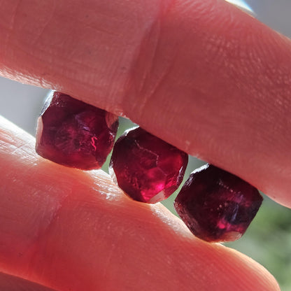 Red Garnet Crystals, Raw Dodecahedron Terminated Stones (5