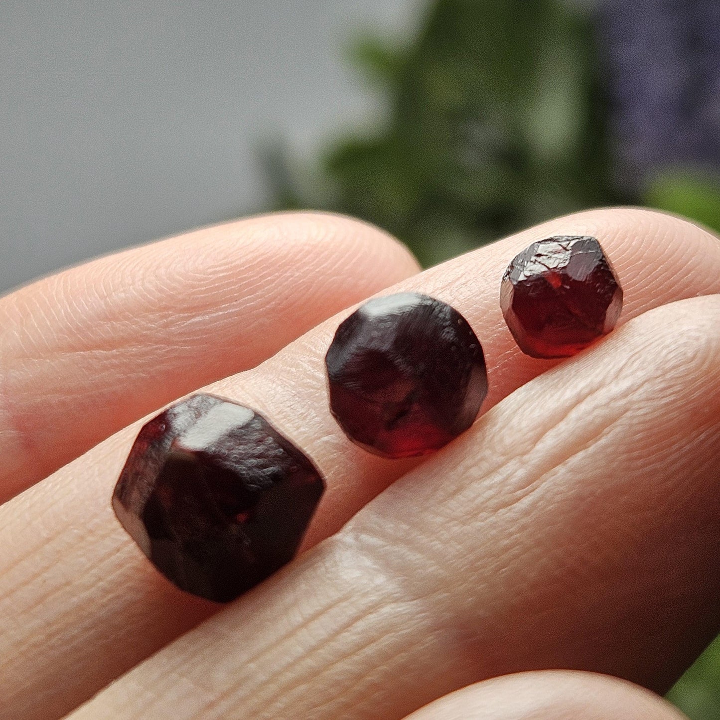Red Garnet Crystals, Raw Dodecahedron Terminated Stones (5