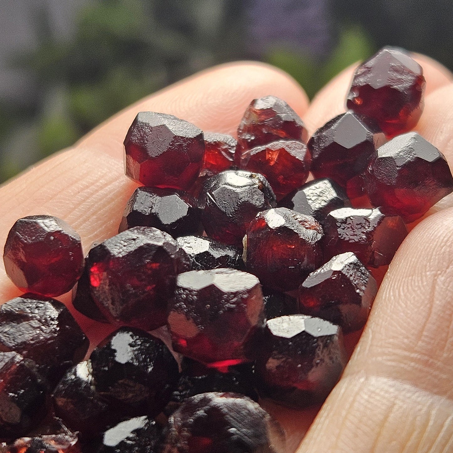 Red Garnet Crystals, Raw Dodecahedron Terminated Stones (5