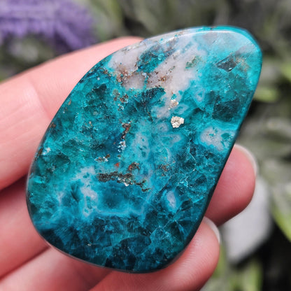 Polished Dioptase in Quartz Crystal 45.88g, Congo Dioptase Specimen