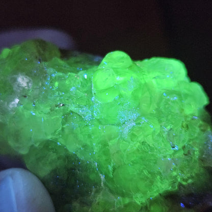 Hyalite Opal Specimen 81.70g, UV Reactive Fluorescent Botryoidal Crystal from Mexico
