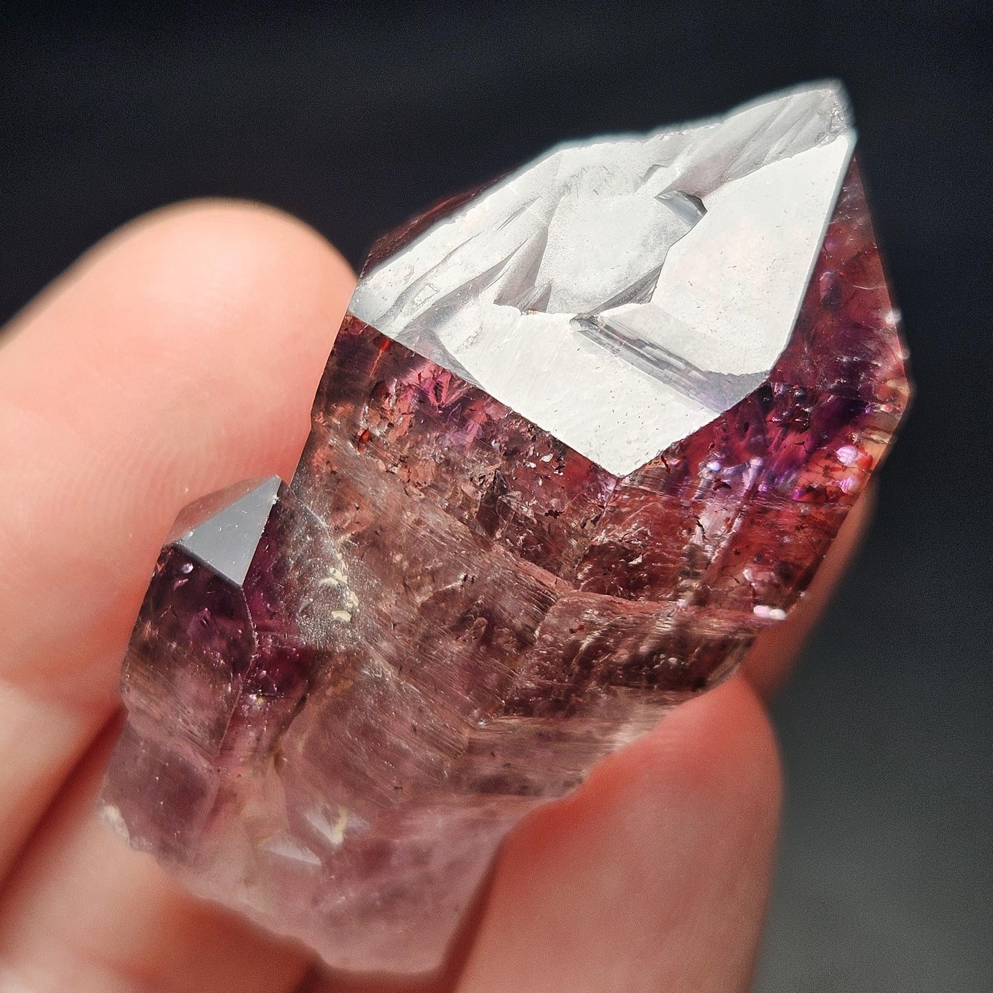 Enhydro Amethyst Scepter 22.49g, Moving Shangaan Quartz Crystal with Water Bubble from Zimbabwe
