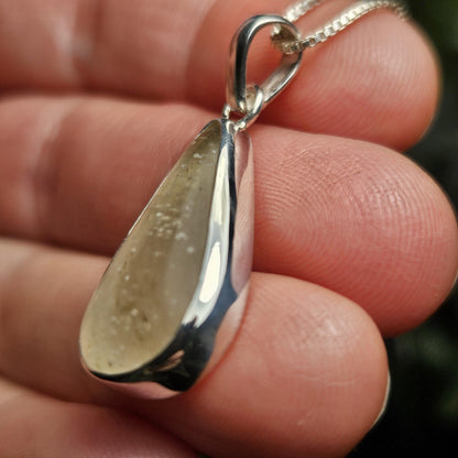Libyan Desert Glass Pendant, Sterling Silver Libyan Gold Tektite Necklace