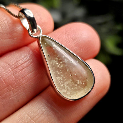 Libyan Desert Glass Pendant, Sterling Silver Libyan Gold Tektite Necklace