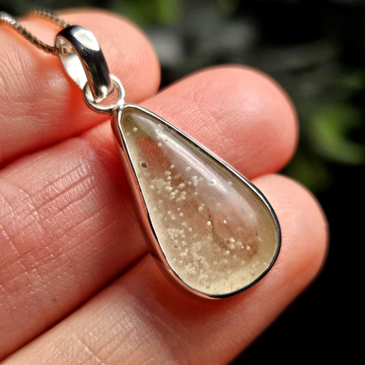 Libyan Desert Glass Pendant, Sterling Silver Libyan Gold Tektite Necklace