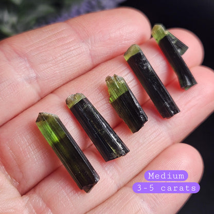 Green Tipped Tourmaline Crystal, Bicolor Green & Black Tourmaline Gemstone Specimen