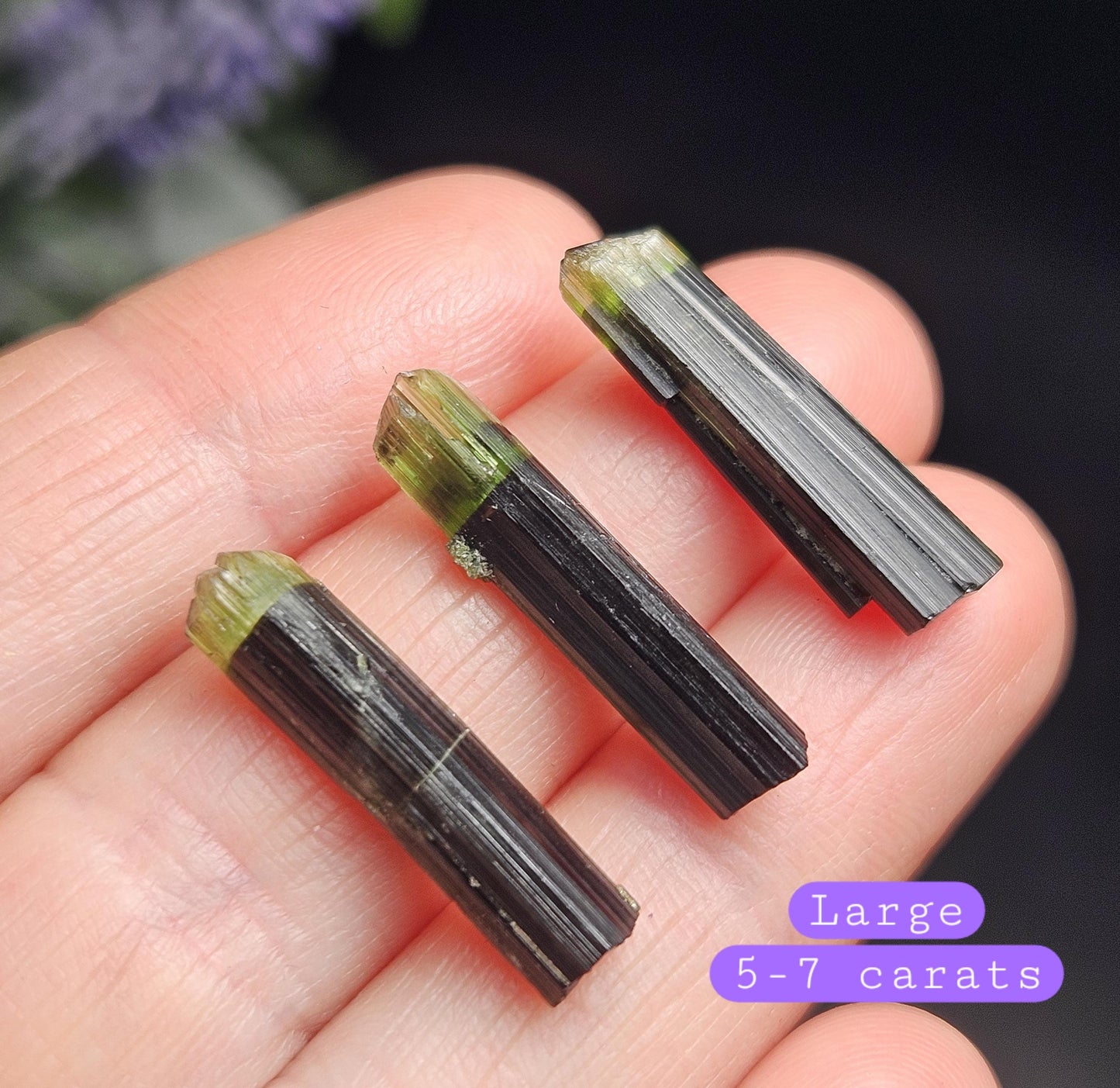 Green Tipped Tourmaline Crystal, Bicolor Green & Black Tourmaline Gemstone Specimen