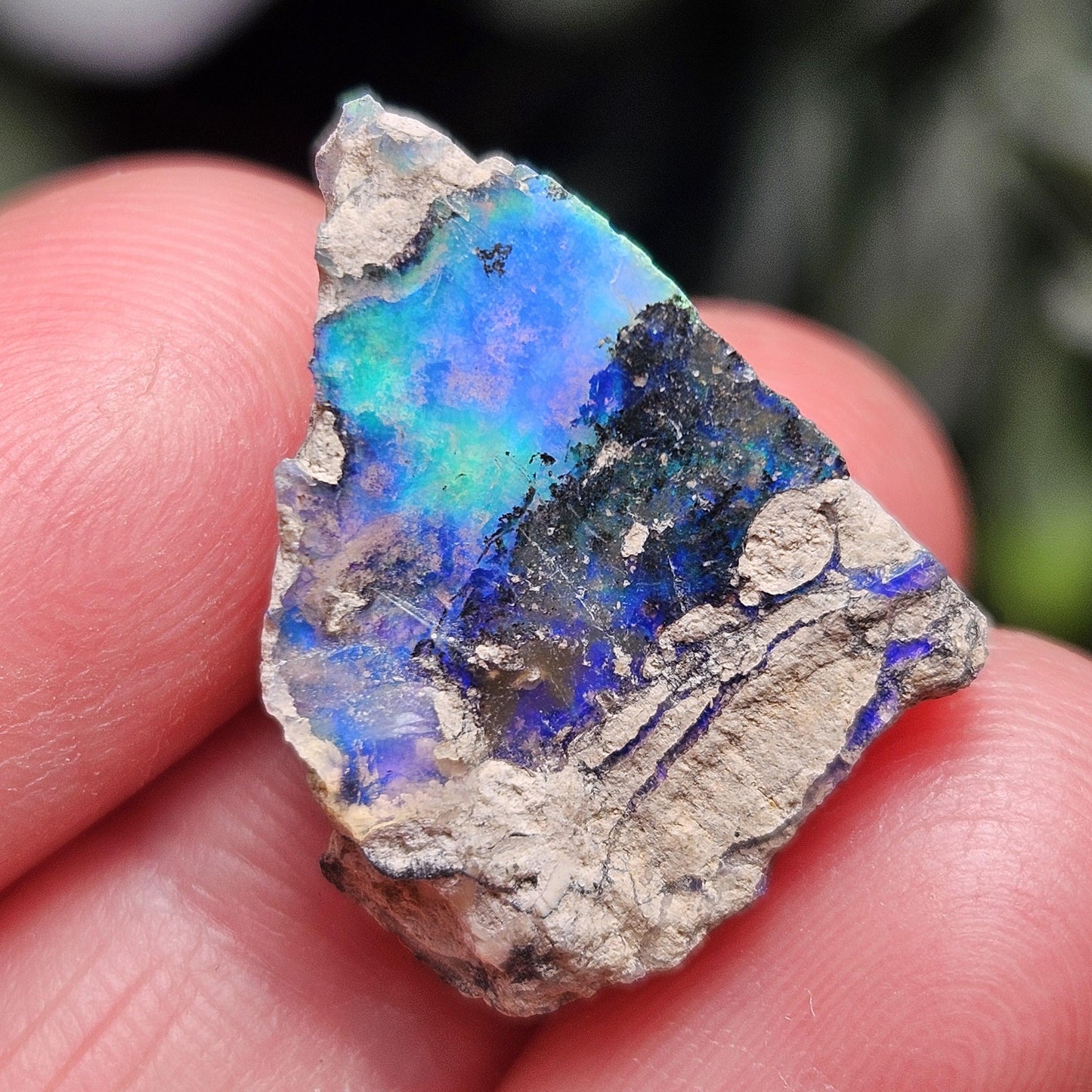 Dendritic Blue Opal 2.04g, Raw African Rainbow Opal Gemstone Specimen