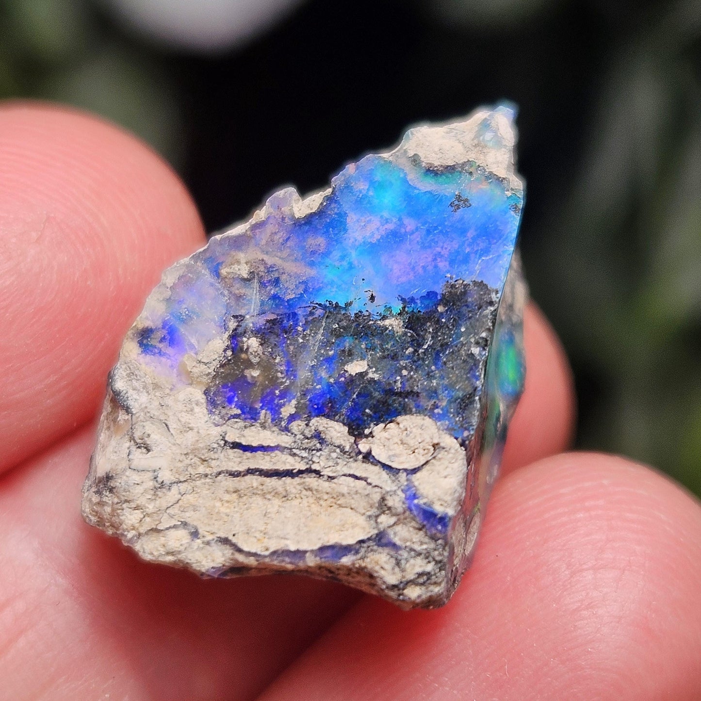 Dendritic Blue Opal 2.04g, Raw African Rainbow Opal Gemstone Specimen