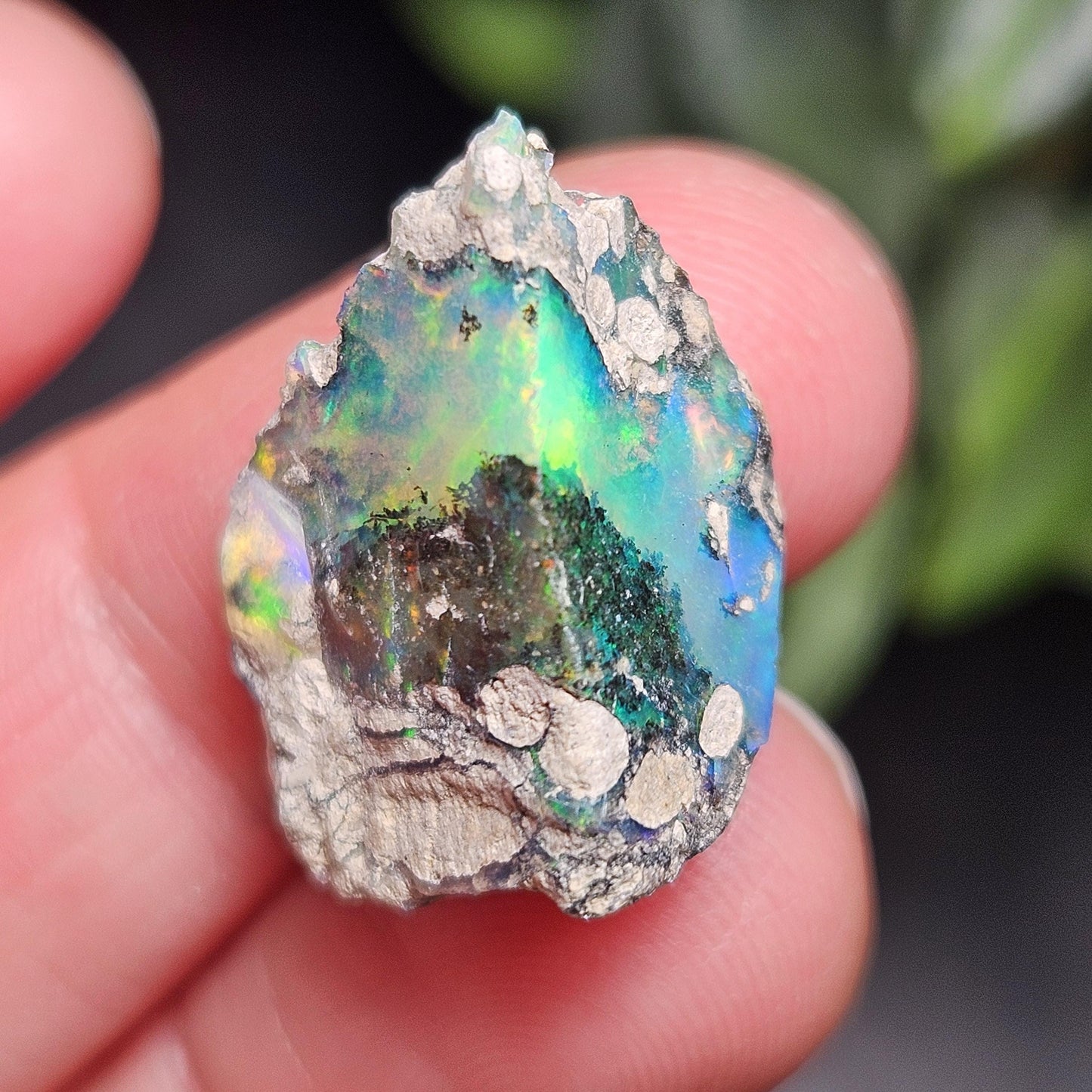 Dendritic Blue Opal 2.04g, Raw African Rainbow Opal Gemstone Specimen
