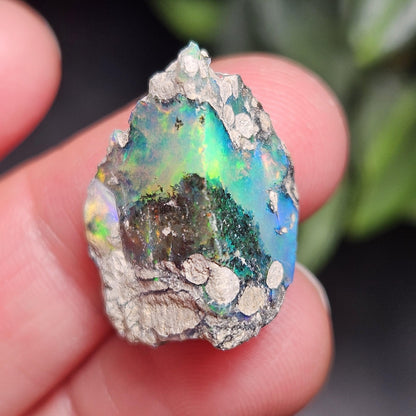 Dendritic Blue Opal 2.04g, Raw African Rainbow Opal Gemstone Specimen