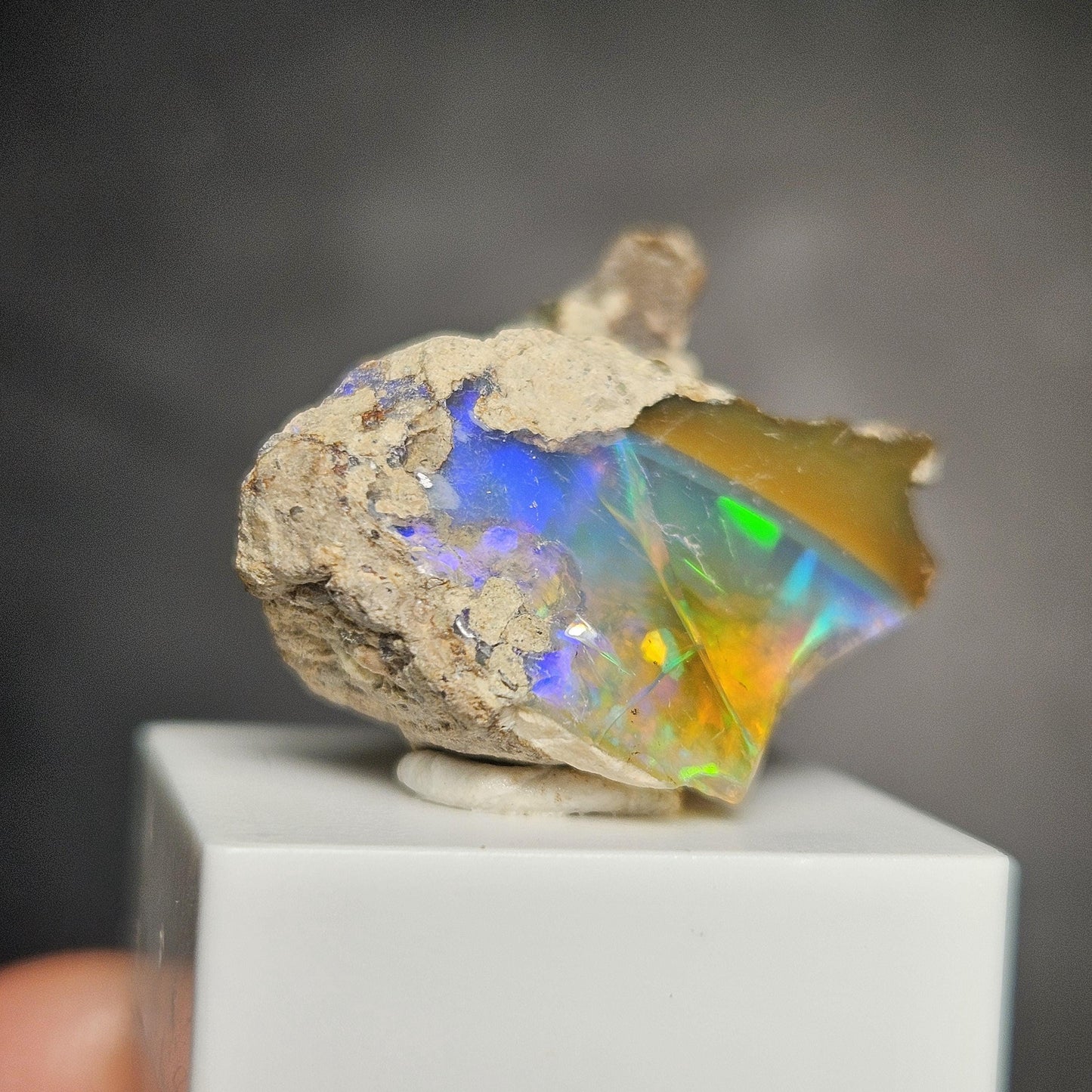 Raw Rainbow Opal Specimen 3.59g, Raw Opal Crystal, Blue Opal Gemstone