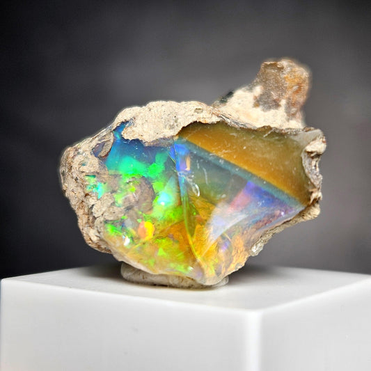 Raw Rainbow Opal Specimen 3.59g, Raw Opal Crystal, Blue Opal Gemstone