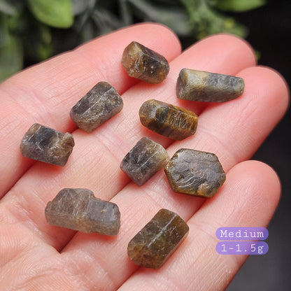 Bicolor Sapphire Crystal, BLUE & GOLD Raw Hexagonal Prism Madagascar Bicolored Sapphire Specimen
