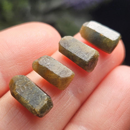 Bicolor Sapphire Crystal, BLUE & GOLD Raw Hexagonal Prism Madagascar Bicolored Sapphire Specimen
