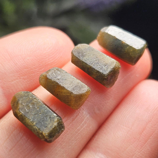 Bicolor Sapphire Crystal, BLUE & GOLD Raw Hexagonal Prism Madagascar Bicolored Sapphire Specimen