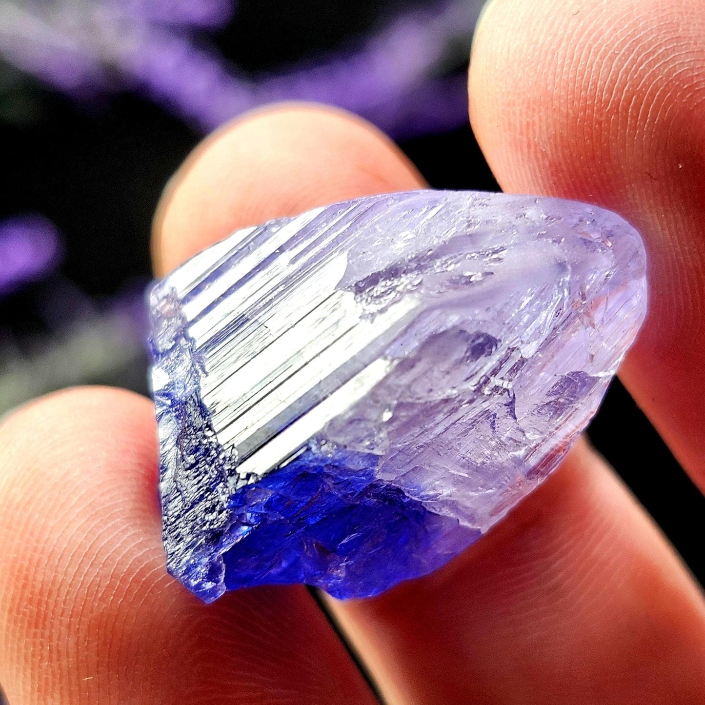 Bicolor Tanzanite Crystal 8.81g, Bicolored Tanzanite Specimen, Raw Terminated Stone