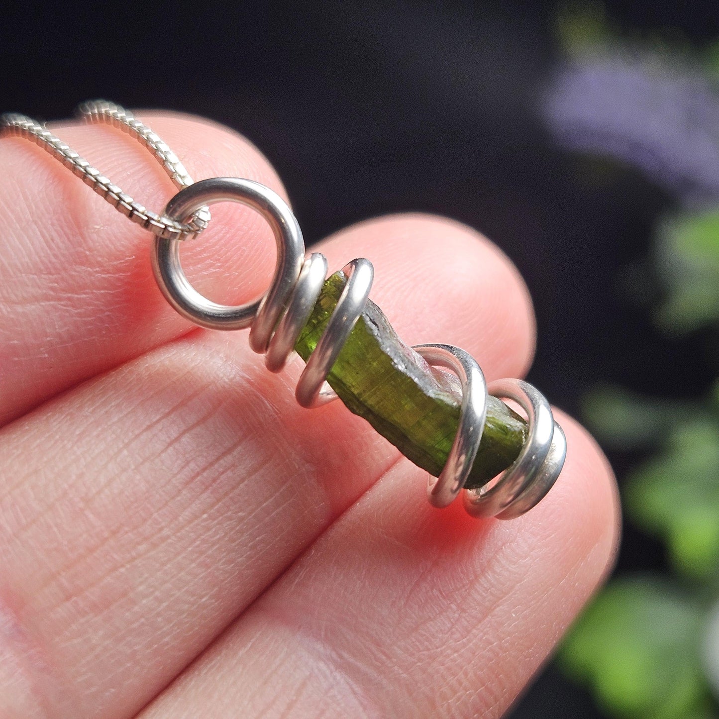 Watermelon Tourmaline Pendant, Sterling Silver Tourmaline Necklace, Pink & Green Raw Crystal