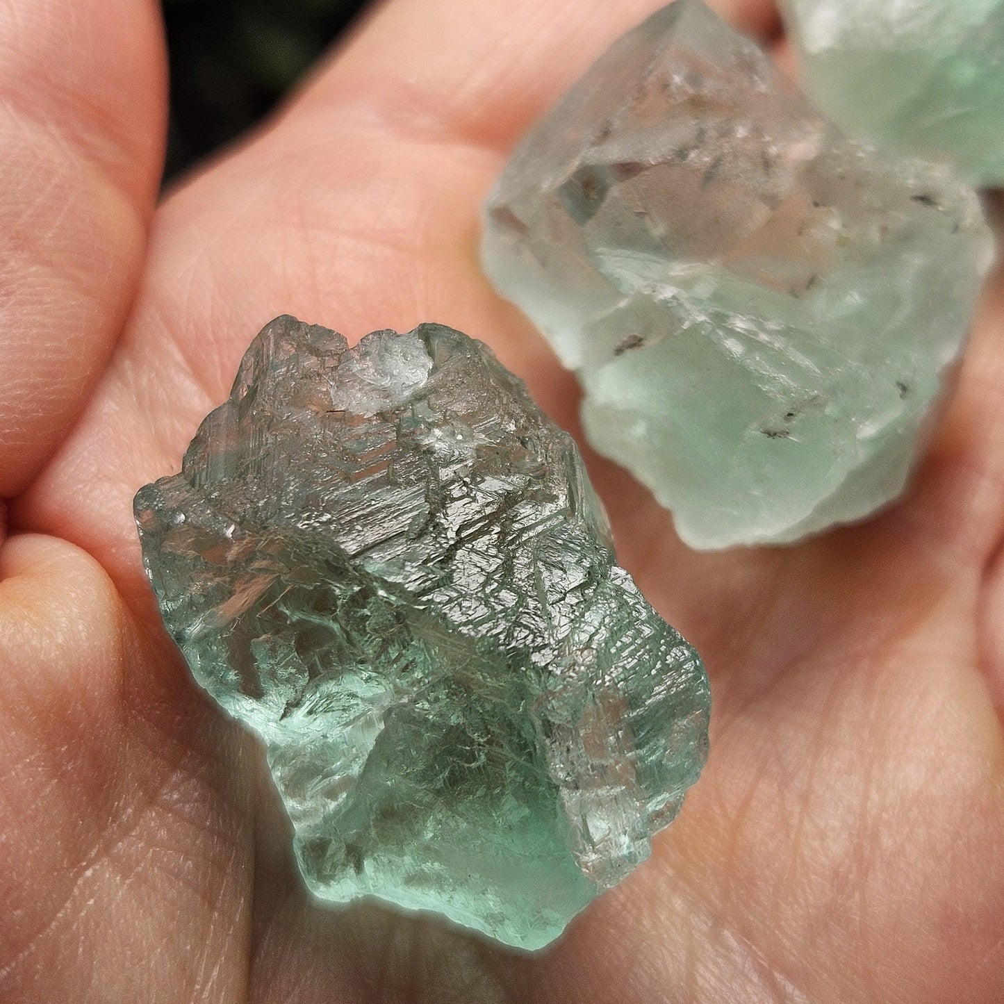 Etched Himalayan Green Fluorite Crystal, Icy Green Raw Fluorite Specimen
