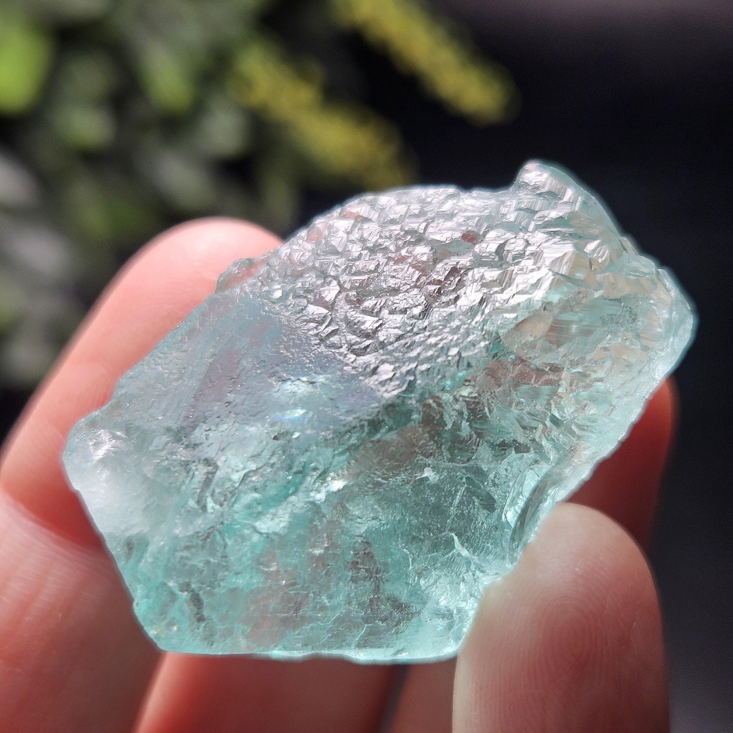 Etched Himalayan Green Fluorite Crystal, Icy Green Raw Fluorite Specimen