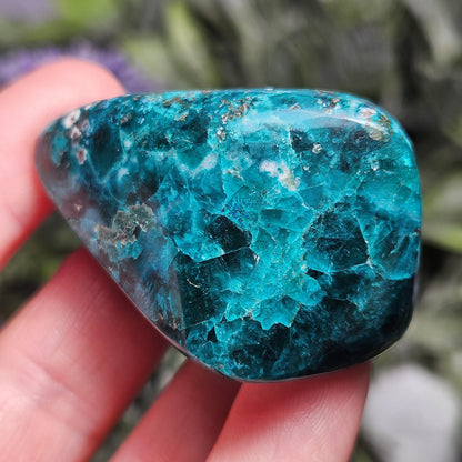 Polished Dioptase in Quartz Crystal 45.88g, Congo Dioptase Specimen