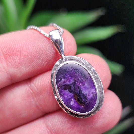 Sugilite Pendant, Sterling Silver Sugilite Necklace