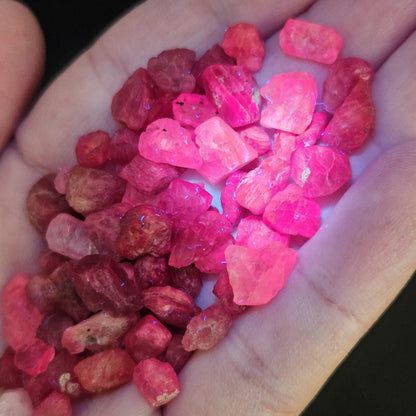 UV Reactive Spinel (Set of 3 crystals), Red Spinel, Pink Spinel, Purple Spinel, Raw Spinel Crystal, Spinel Lot from Madagascar