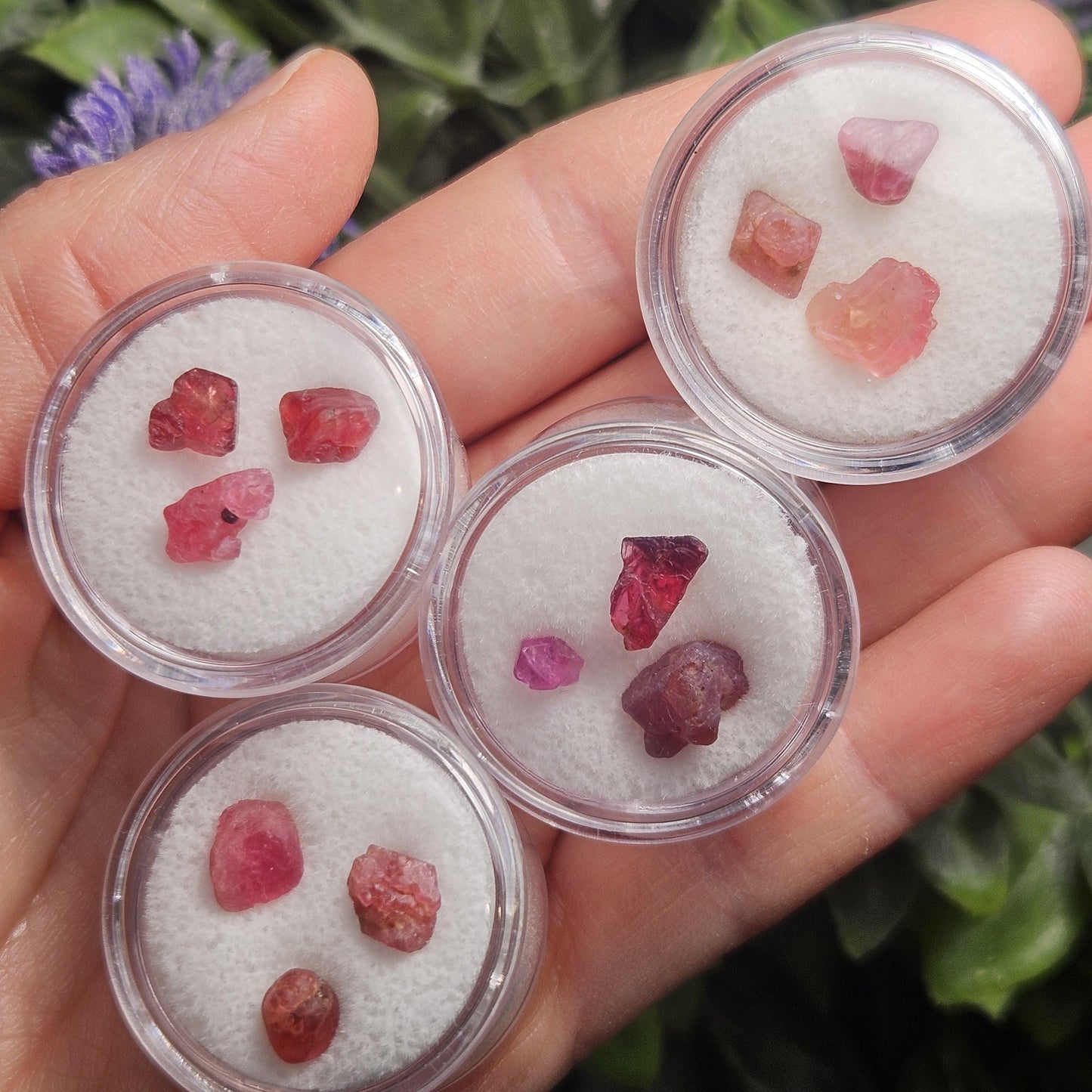 UV Reactive Spinel (Set of 3 crystals), Red Spinel, Pink Spinel, Purple Spinel, Raw Spinel Crystal, Spinel Lot from Madagascar