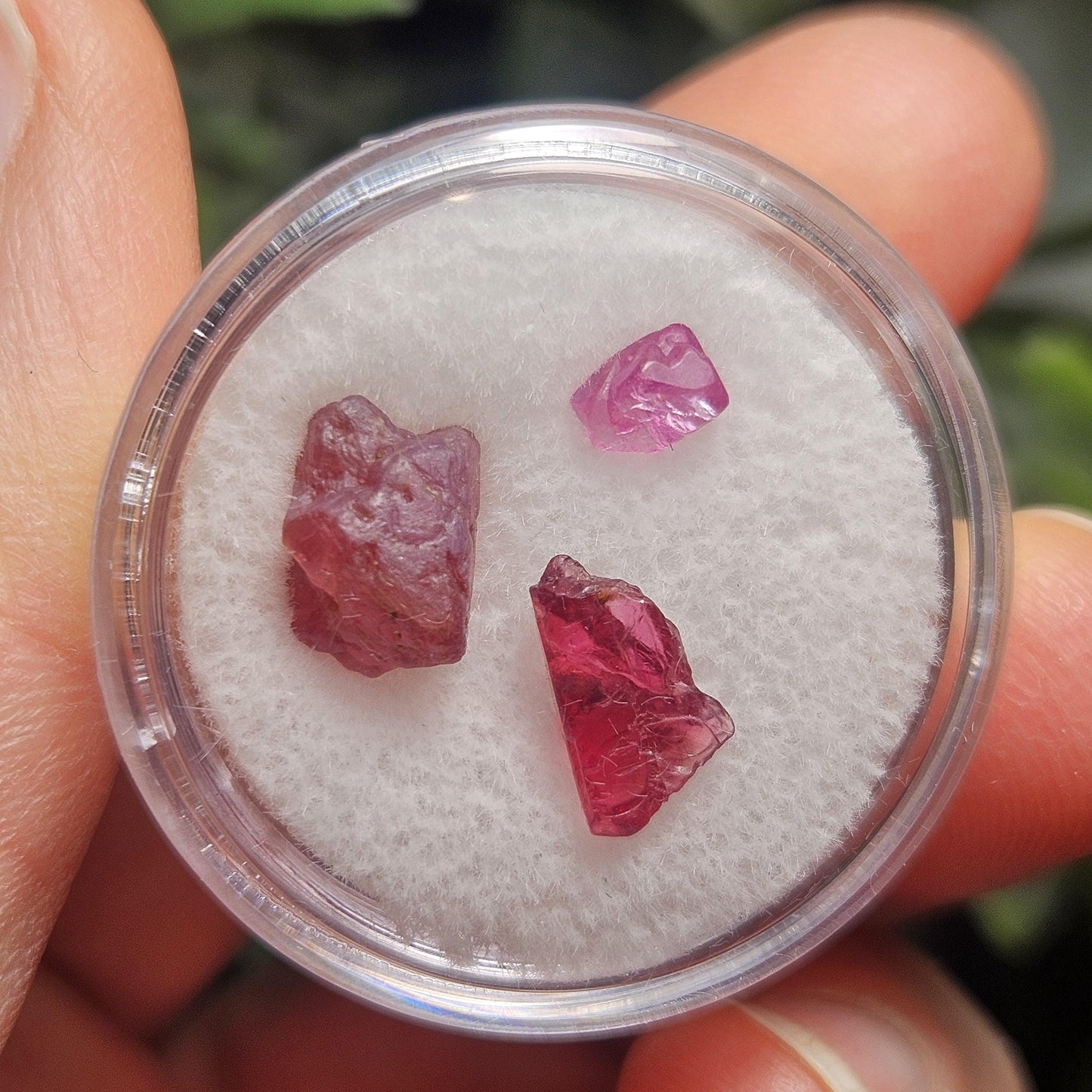 UV Reactive Spinel (Set of 3 crystals), Red Spinel, Pink Spinel, Purple Spinel, Raw Spinel Crystal, Spinel Lot from Madagascar