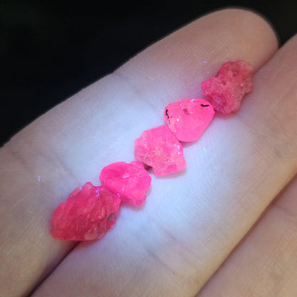 UV Reactive Spinel (Set of 3 crystals), Red Spinel, Pink Spinel, Purple Spinel, Raw Spinel Crystal, Spinel Lot from Madagascar