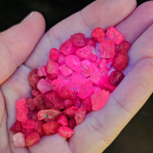 UV Reactive Spinel (Set of 3 crystals), Red Spinel, Pink Spinel, Purple Spinel, Raw Spinel Crystal, Spinel Lot from Madagascar