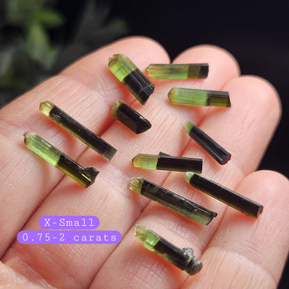 Green Tipped Tourmaline Crystal, Bicolor Green & Black Tourmaline Gemstone Specimen