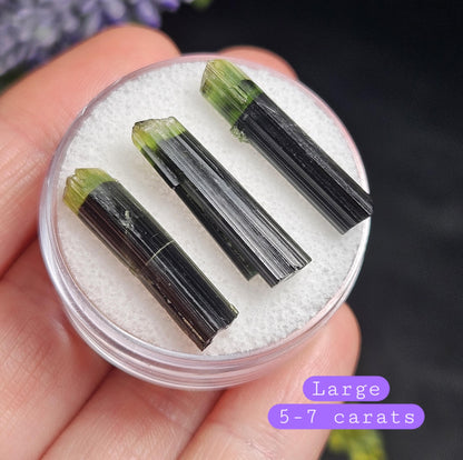 Green Tipped Tourmaline Crystal, Bicolor Green & Black Tourmaline Gemstone Specimen