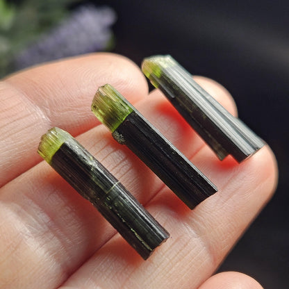 Green Tipped Tourmaline Crystal, Bicolor Green & Black Tourmaline Gemstone Specimen