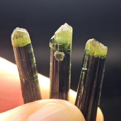 Green Tipped Tourmaline Crystal, Bicolor Green & Black Tourmaline Gemstone Specimen