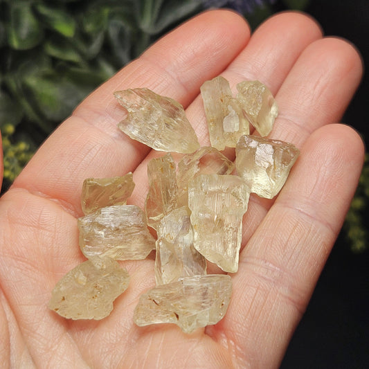 Etched Golden Kunzite Crystal Specimen, Natural Yellow Spodumene