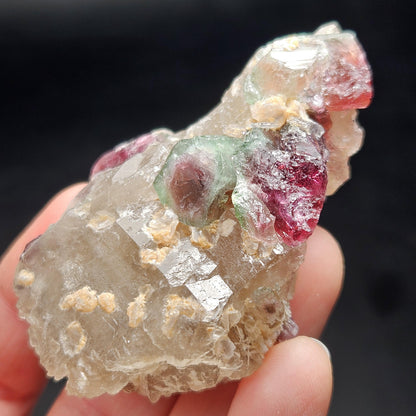 Watermelon Tourmaline on Quartz 74g