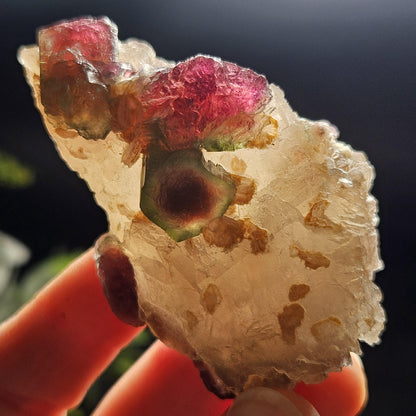 Watermelon Tourmaline on Quartz 74g
