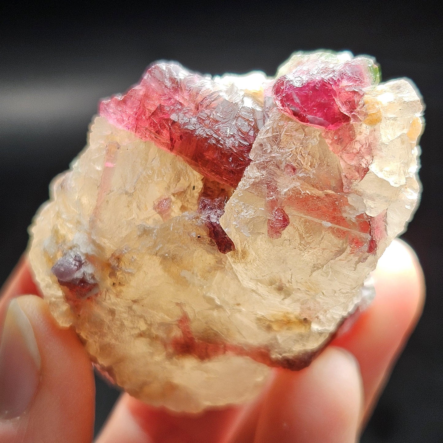 Watermelon Tourmaline on Quartz 74g