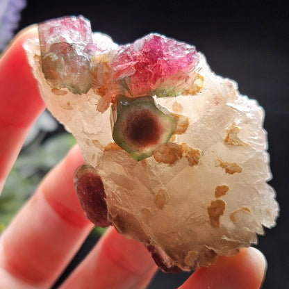 Watermelon Tourmaline on Quartz 74g